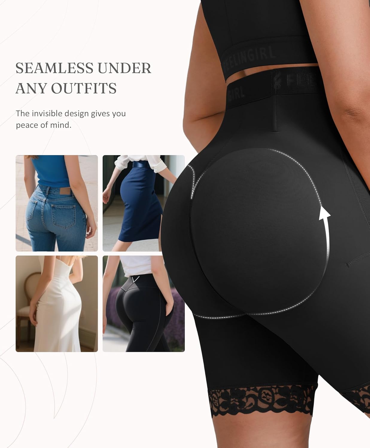 FeelinGirl Tummy Control Shapewear for Women Faja Shorts High Waisted Seamless Body Shaper with Zipper Crotch - Image 3