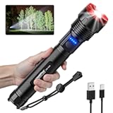 WdtPro Rechargeable Flashlights High Lumens&comma; Super Bright Flashlight&comma; Powerful LED Flashlight with 5 Modes&comma; Adjustable Focus&comma; IPX7 Waterproof&comma; Type-C & USB Charging for Emergencies