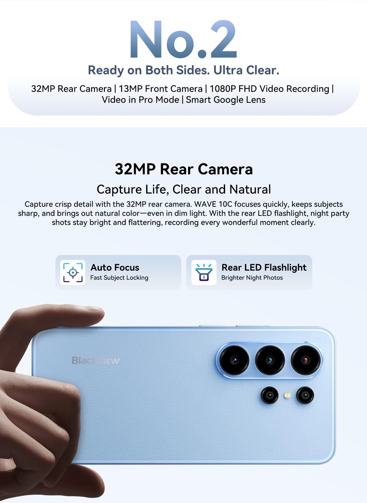 Blackview Wave 10C Smartphone 4G IA Débloqué, 6,88" HD+ Écran, 16Go+128Go(2TB Externe), 3 Assistants IA Intelligents, 32MP+13MP, 3 Emplacement Carte, Android 16 Double SIM Téléphone GPS, Orange