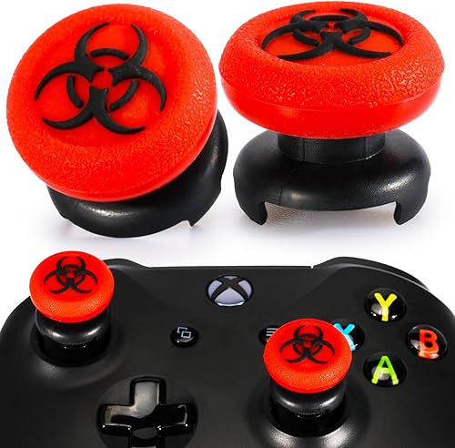 Playrealm FPS Thumbstick Extender 3D textura goma silicona agarre cubierta 2 juegos para Xbox Series XS y Xbox One Controller BioH Red