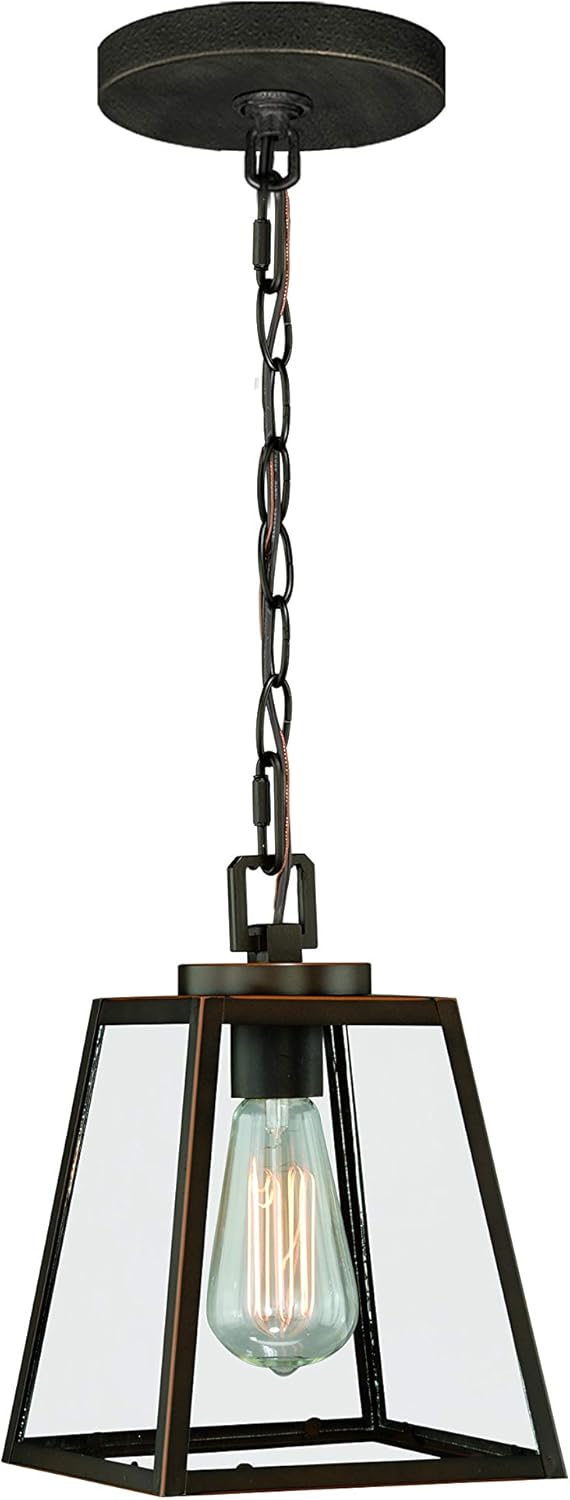 VAXCEL Grant Bronze Farmhouse Mini Pendant Ceiling Light Clear Glass