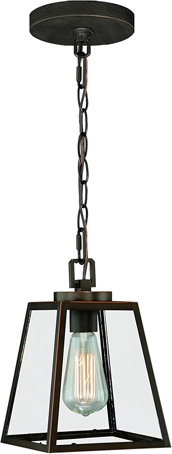 VAXCEL Grant Bronze Farmhouse Mini Pendant Ceiling Light Clear Glass