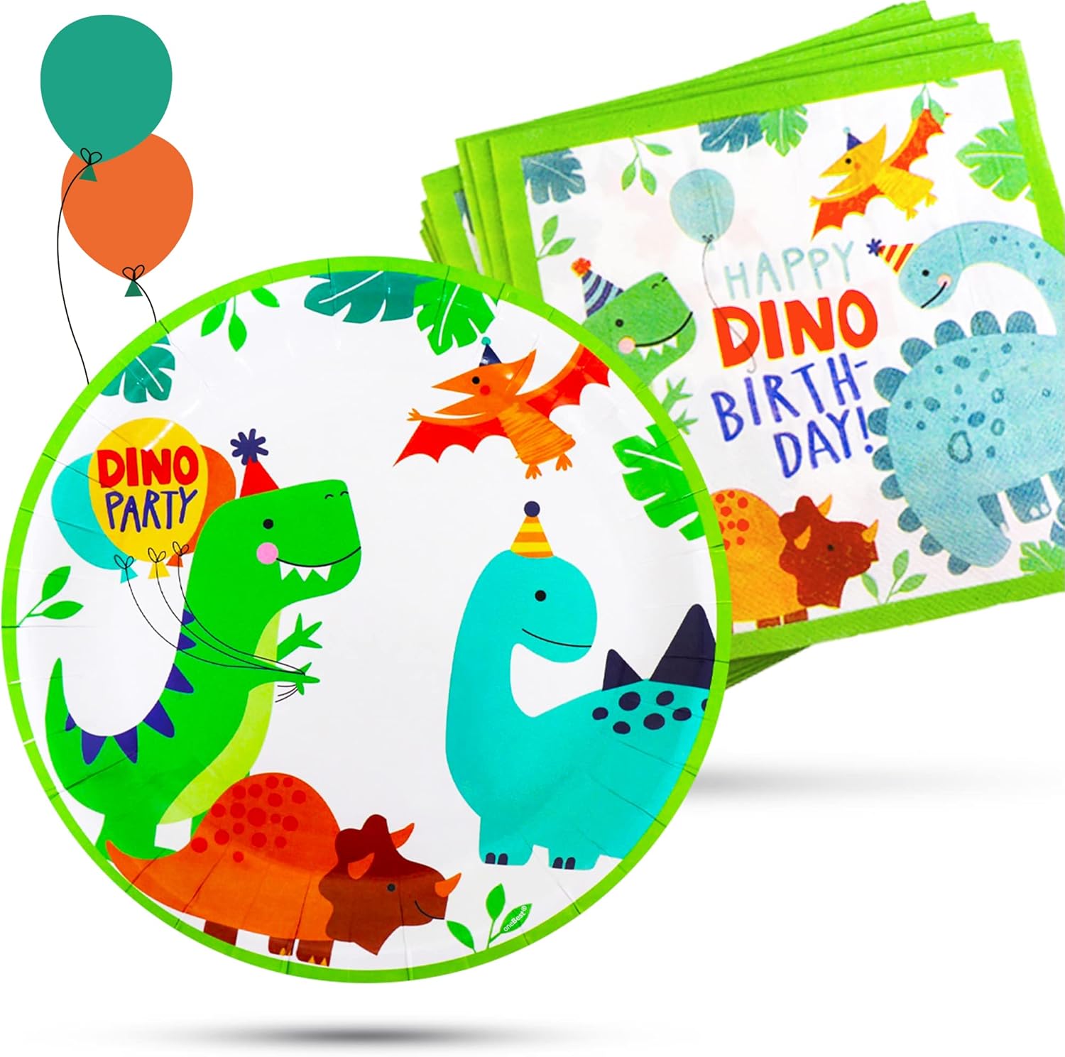oneBest Dinosaur Plates, Dinosaur Napkins for Birthday