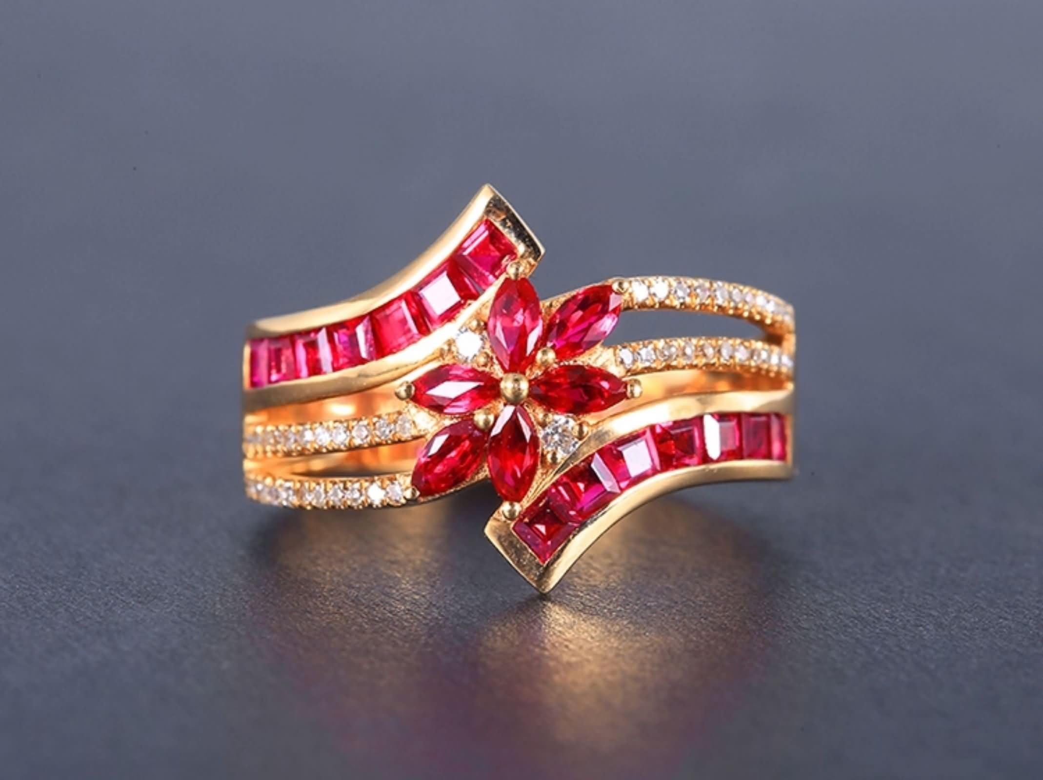 Anillo de boda de oro rosa para mujer