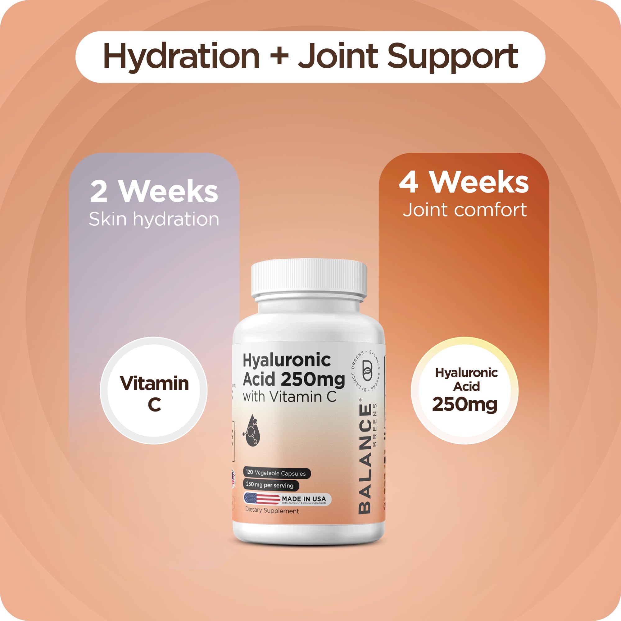 Balancebreens Hyaluronic Acid Supplements 250mg, 120 Vegan Capsules — Amazon image 7
