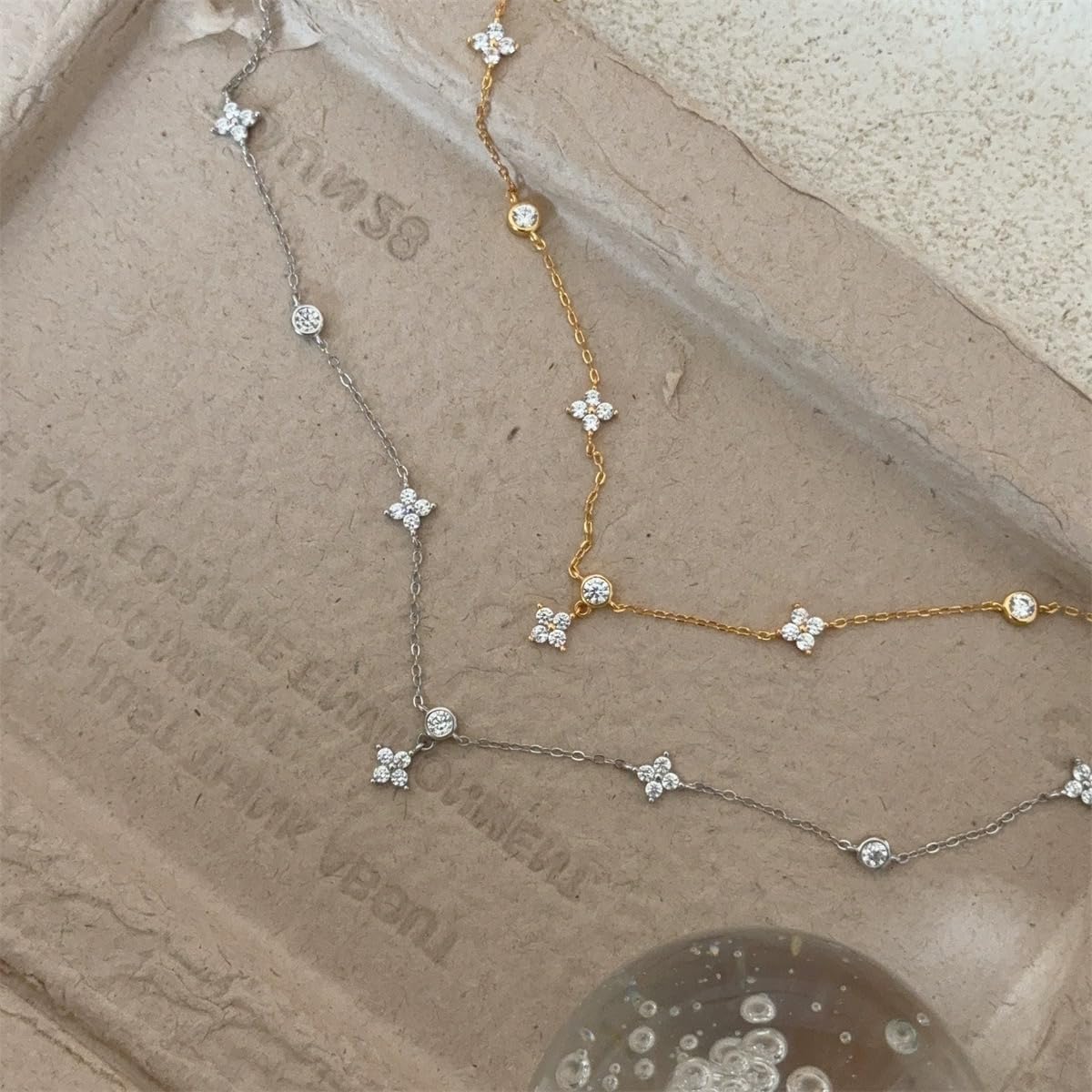 Four Leaf Clover Pendant Necklace，Dainty 925 Sterling Silver Choker Necklace with Cubic Zirconia Diamond Bezel Pendants, Short Simple Necklace for Women and Girls - Image 5