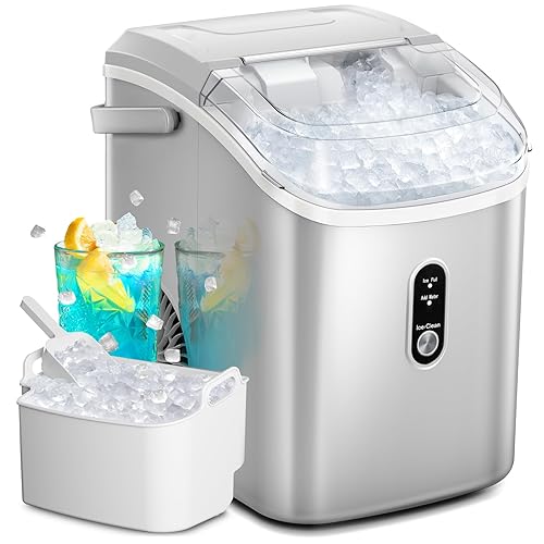 Nugget - Máquina de hielo para encimera con hielo masticable, 35 librasdía, encimera portátil para hacer hielo con asa, operación con un solo clic,