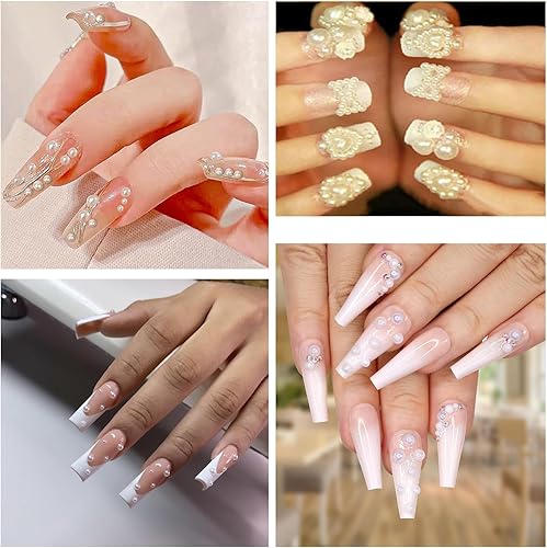 Miniatura 6 de 6500 perlas blancas planas de 0.079 a 0.394 pulgadas para manualidades de arte de uñas, tamaño mixto, perlas semicirculares a granel para hacer