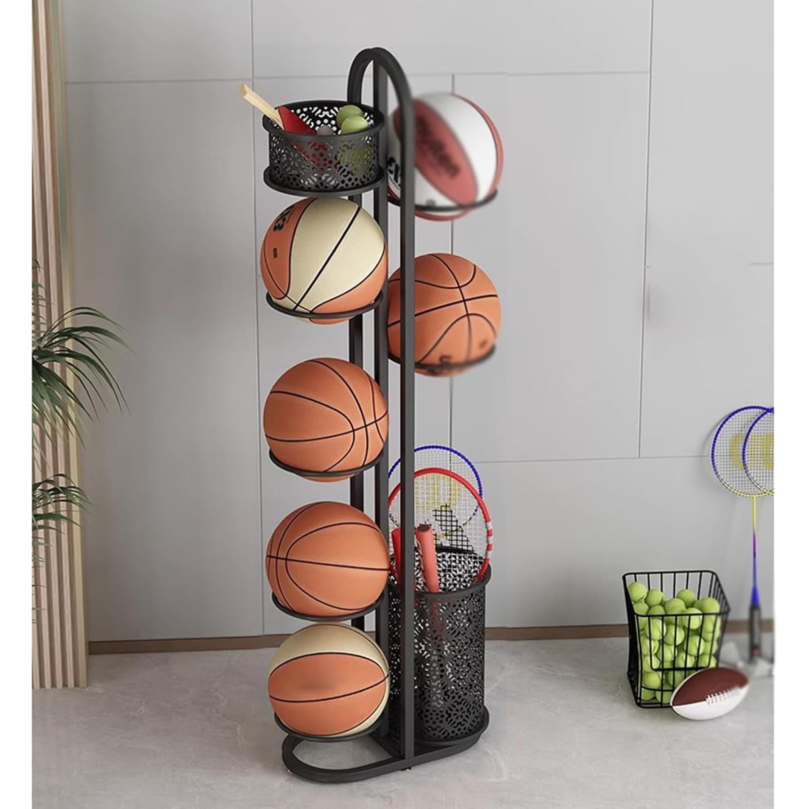 Support de rangement sur pied pour balles en acier durable au design épuré