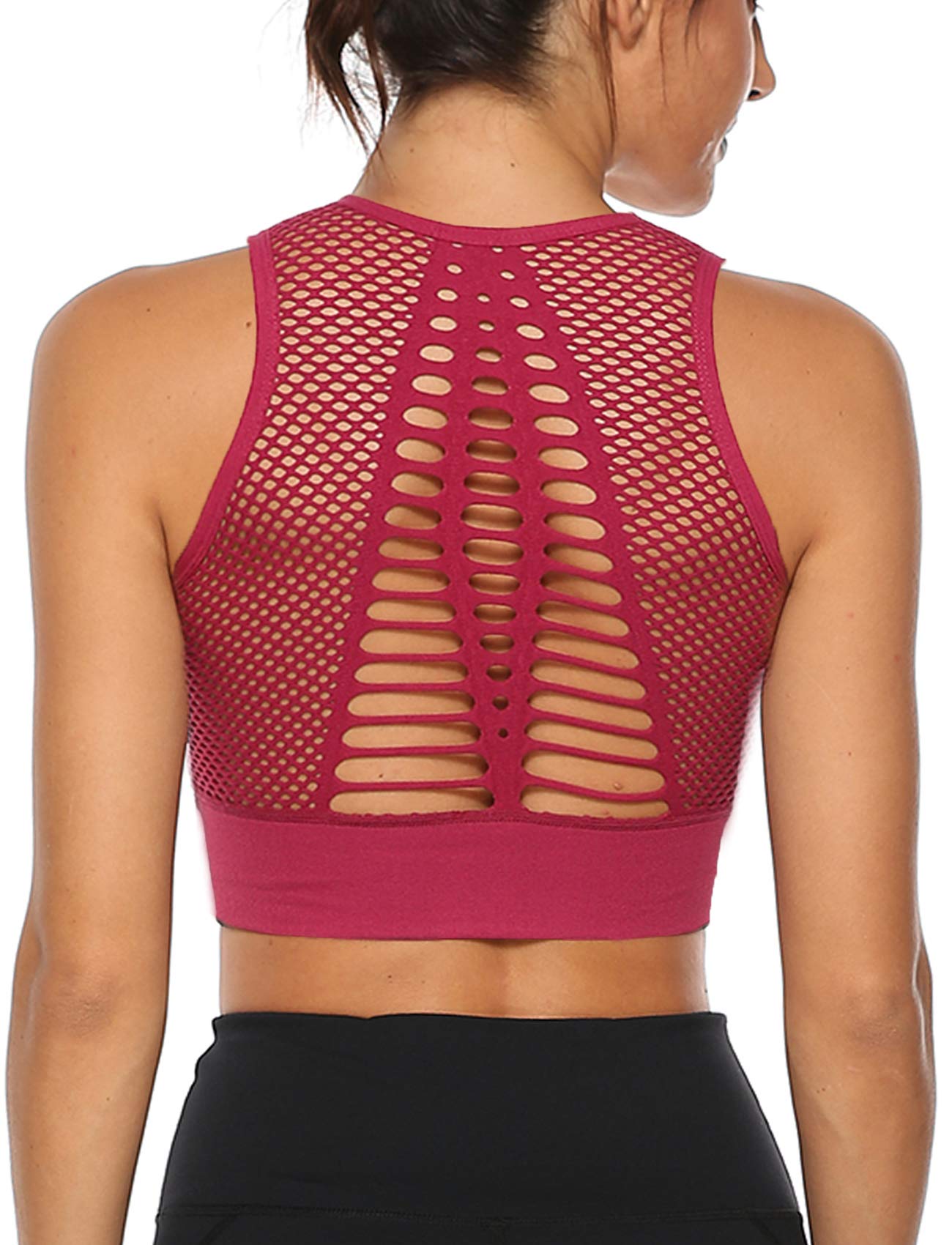 RIOJOY Women's Sexy Sports Tank Tops Yoga Workout Gym Strappy Crisscross Open Back Camisole Built-in Bra