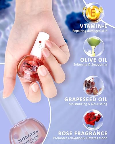 Miniatura 3 de MORGLES Kit removedor de esmalte de uñas con 300 toallitas sin pelusas, pinzas de uñas rosas con 2 limas y amortiguadores, aceite de cutícula rosa,