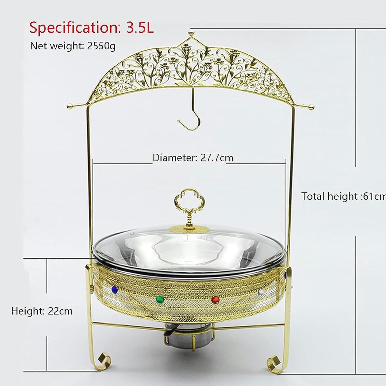 Stainless Steel Buffet Hot Plates - Buffet Servers and Heaters. Hot Pot Buffet Set, Stainless Steel Buffet Hot Pot with Glass Lid Food Warming Catering (A)