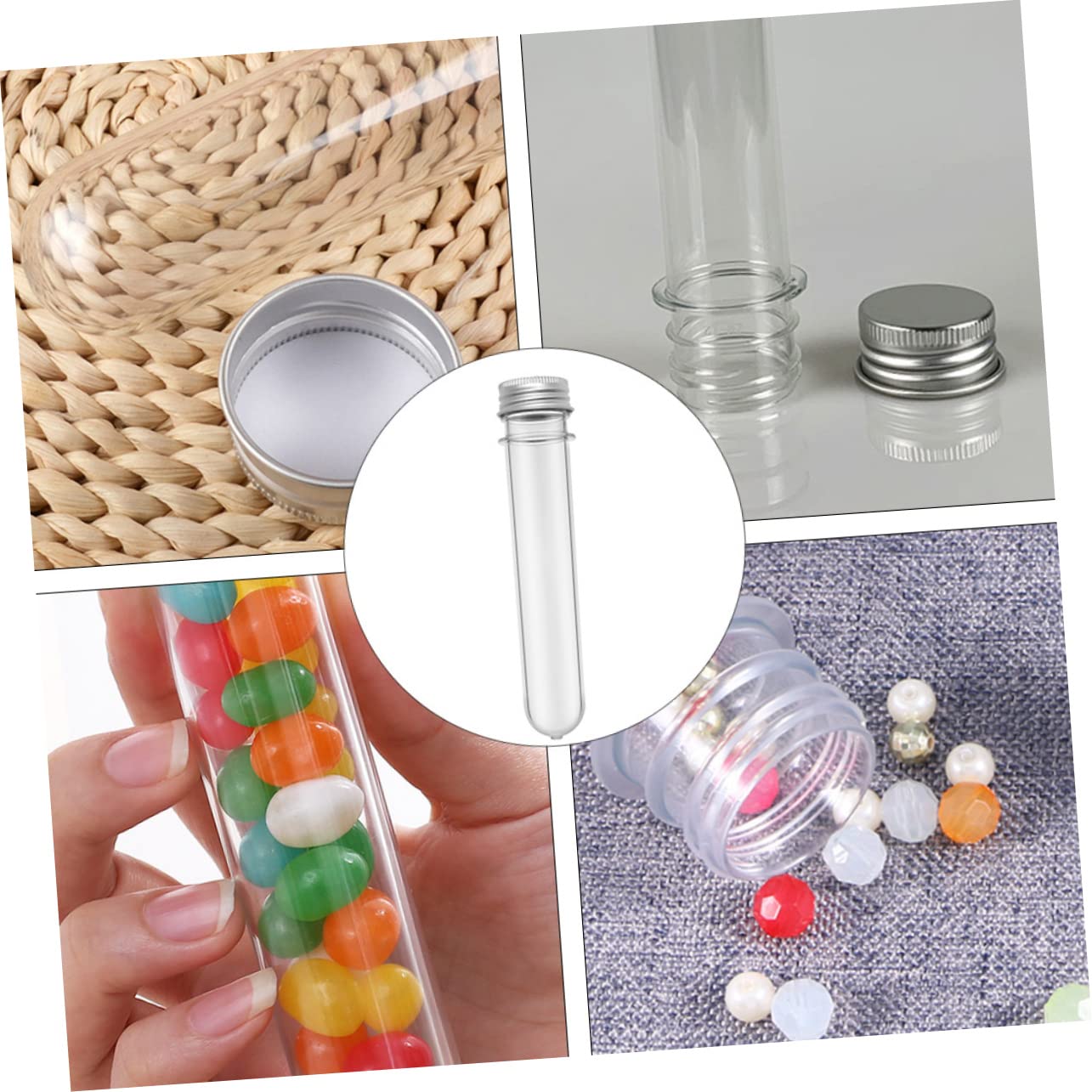Bottiglie Provette 50 Pezzi 45ml Provette in Pet di Stoccaggio Provetta per Caramelle