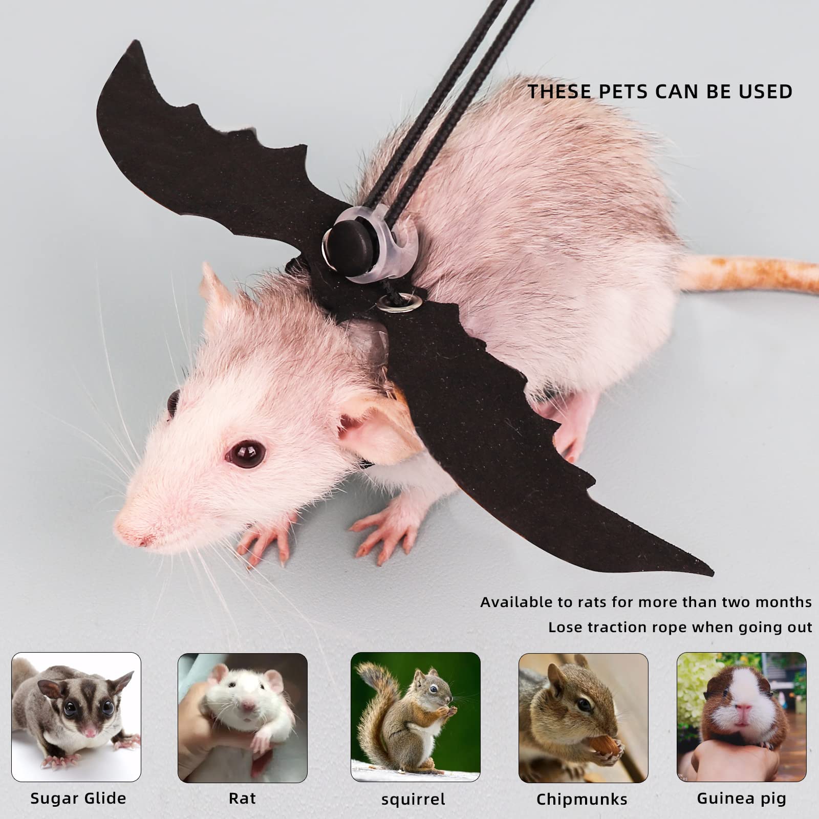 JoyMerit Pettorina Per Furetto Regolabile/Baby Rabbit/Squirrel/Hamster Rat Mouse Leash Rope - Rosa S - 3