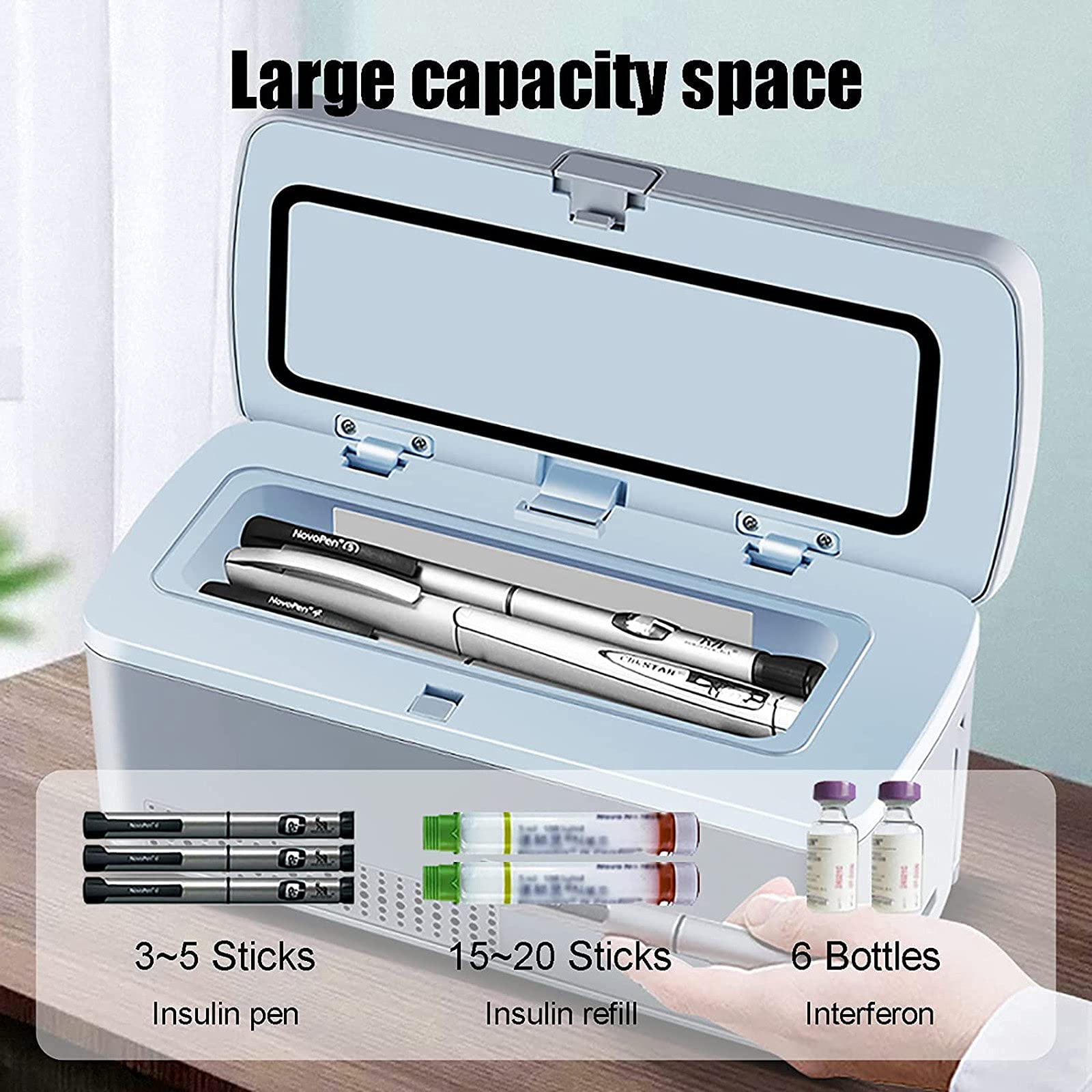 Estuche de Viaje para Enfriador de insulina, Estuche de Viaje para Enfriador de insulina, Mini refrigerador para medicamentos de Viaje con Pantalla LCD: Mantiene la insulina a la t