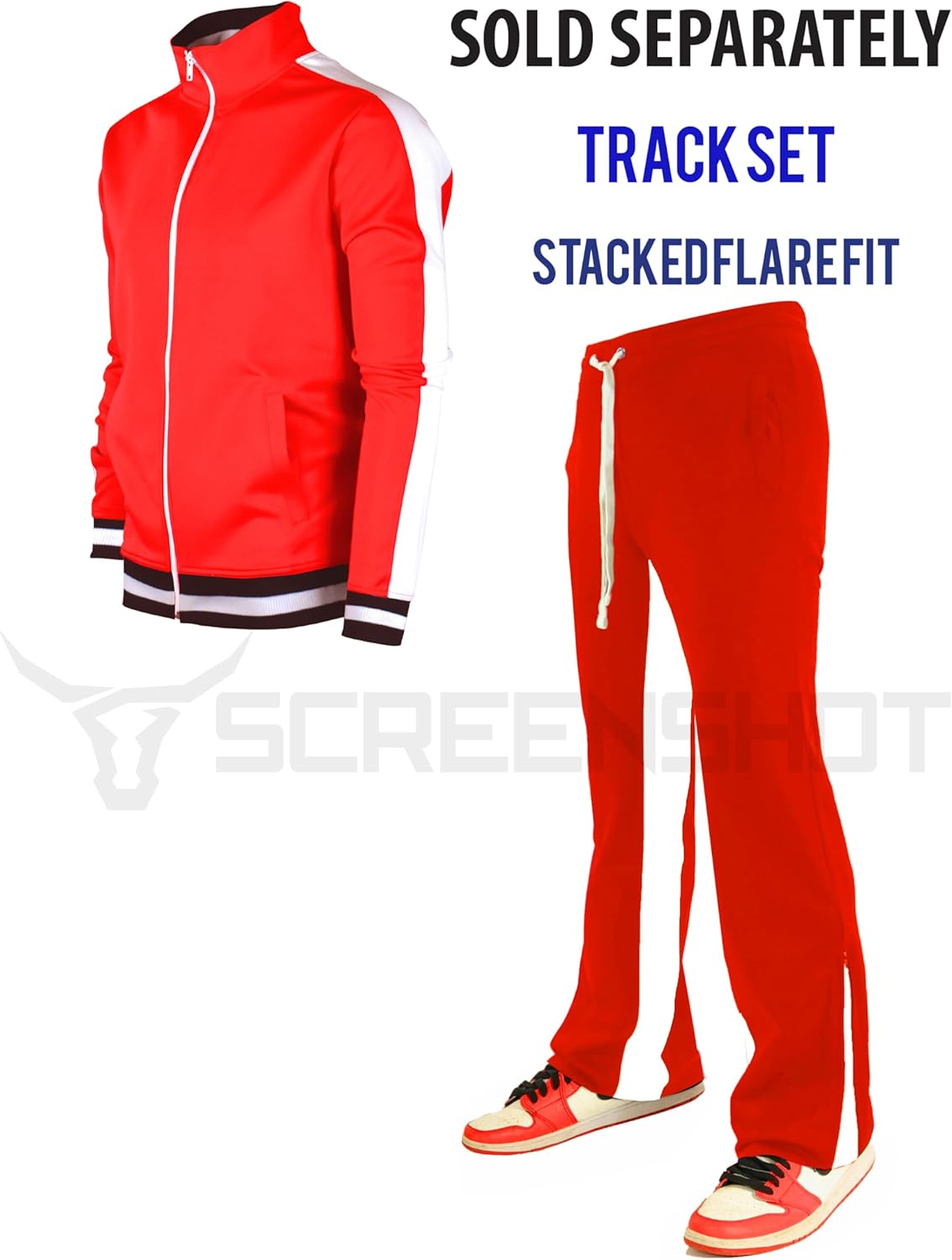 SCREENSHOT Track Pants 3202 Mens Streetwear Premium Stacked Flare Fit Urban Track Pants Workout Athletic Bottoms - Image 4