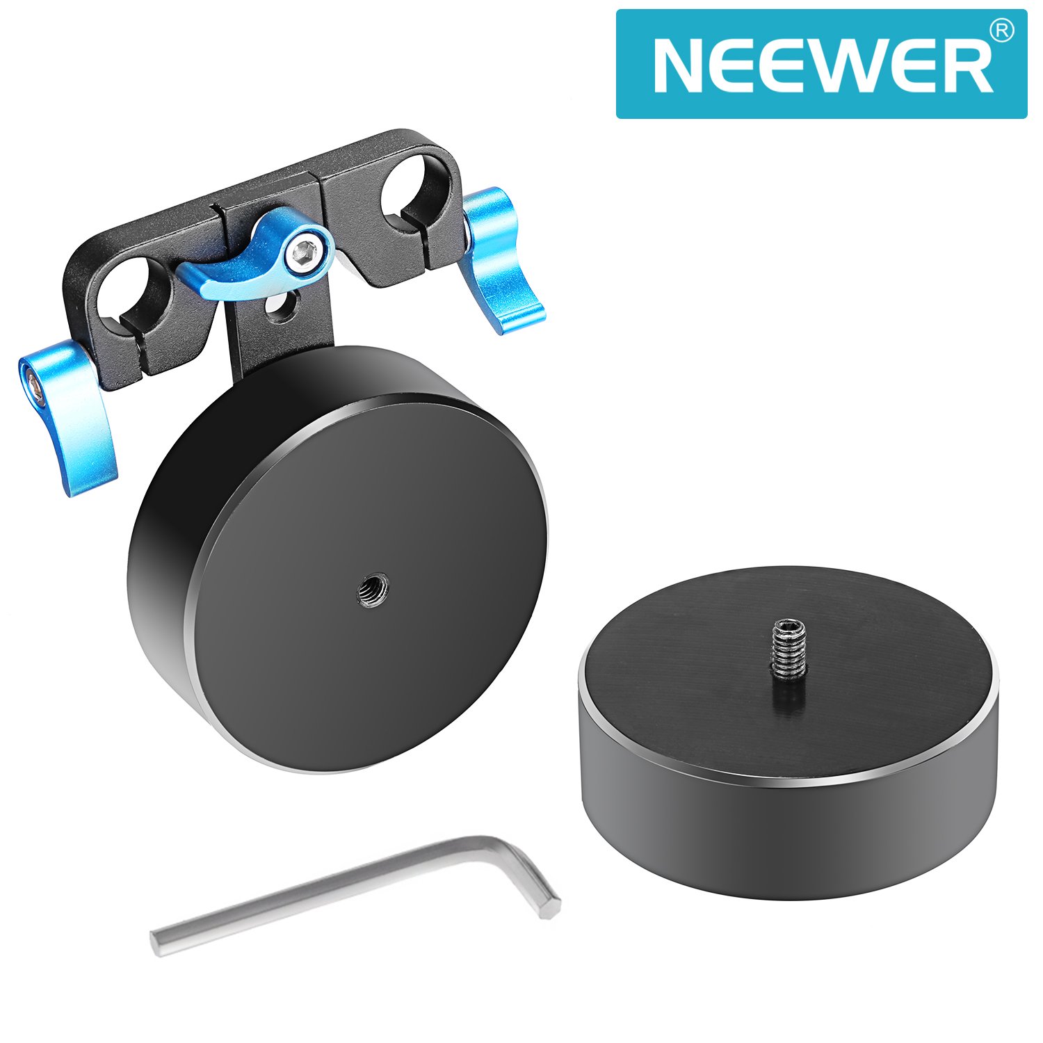 Neewer Shoulder Rig de Aleación de Aluminio 2.1kg Contrapeso Removible Contador Extraíble para Equilibrar el Aparejo de Montaje en el Hombro que se Adapta a las Barras de 15mm (Azul+Negro)