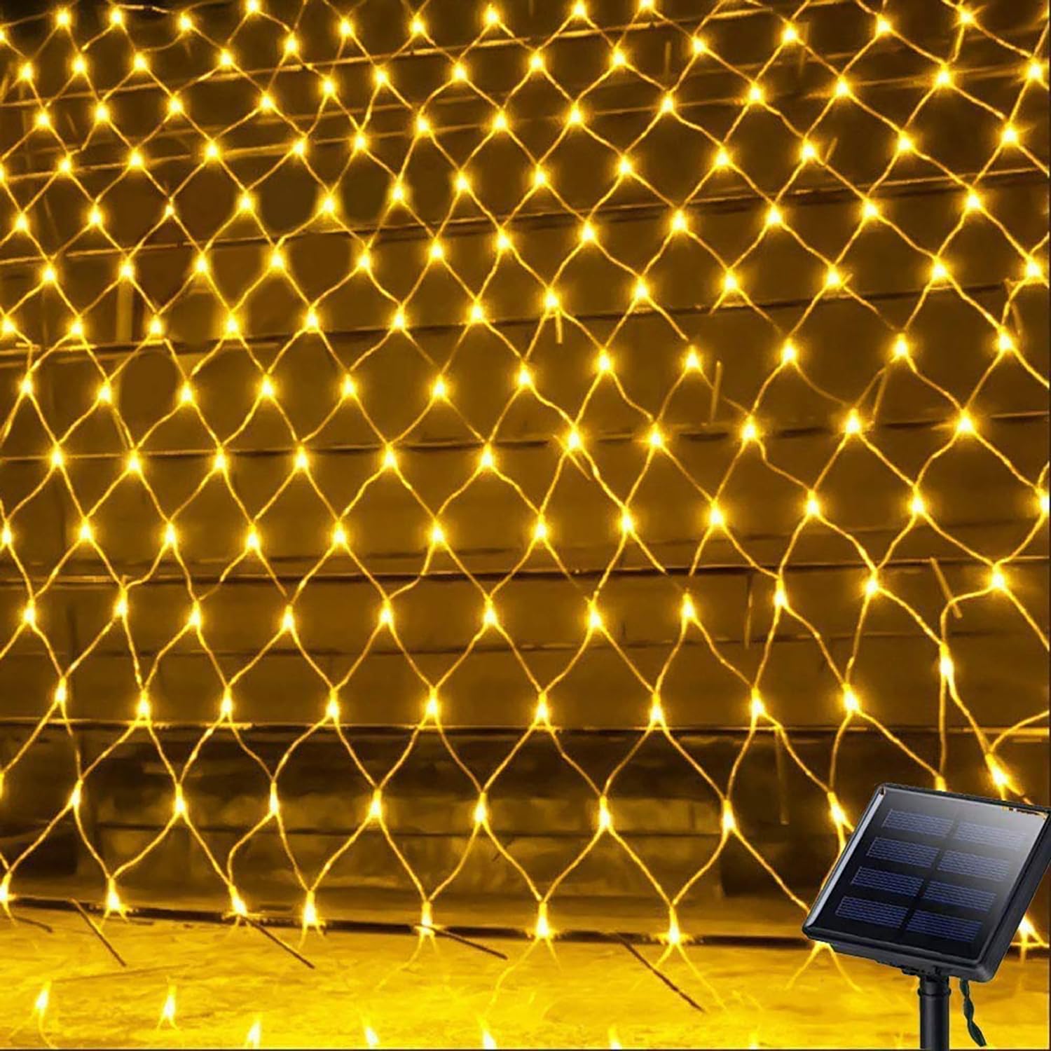 200LED Solar Lichternetz Außen,KINGCOO Wasserdicht 3x2m Solar Mesh Net Fee Lichterkette 8Modi Lichtervorhang Weihnachtsbeleuchtung für Garten Partydekoration Geburstag Hochzeit Wohnzimmer (Warmweiß-1)