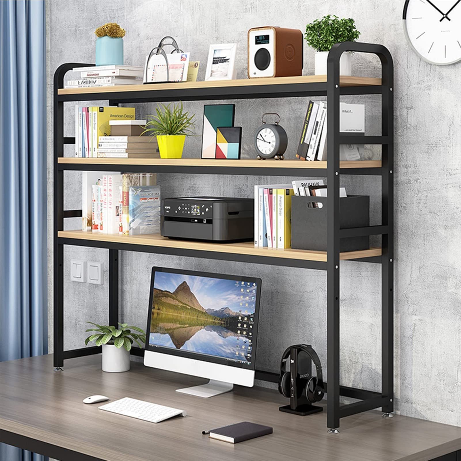 Estante de Almacenamiento de Oficina Organizador de Escritorio de 3 Capas, estantería de Escritorio de 3 Niveles para Escritorio de computadora, estantes de Escritorio de estanterí