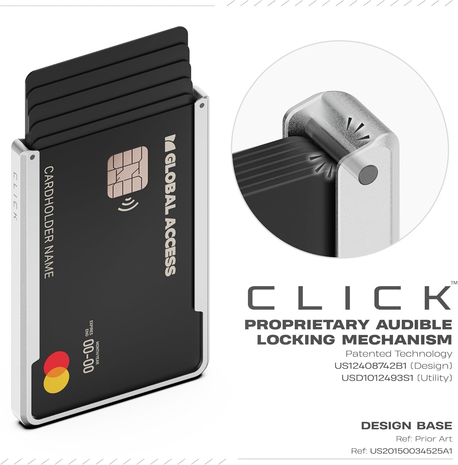 CLICK 6 Card Wallet Aluminum - Silver