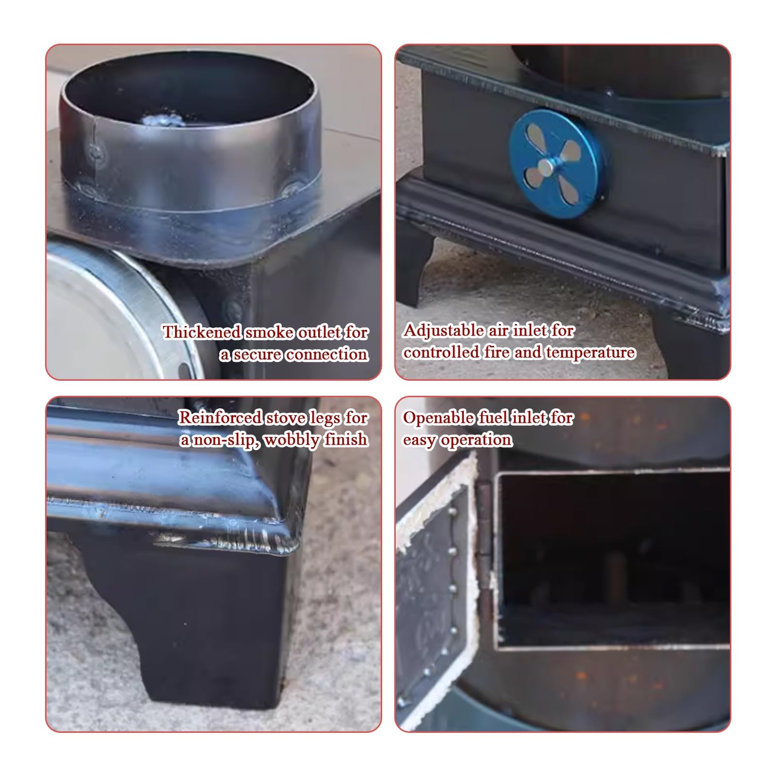 Stufa A Legna In Ghisa, Stufa A Pellet For Tenda Con Uscita Fumi Ispessita E Maniglia For La Rimozione Della Polvere For Più Combustibili Solidi