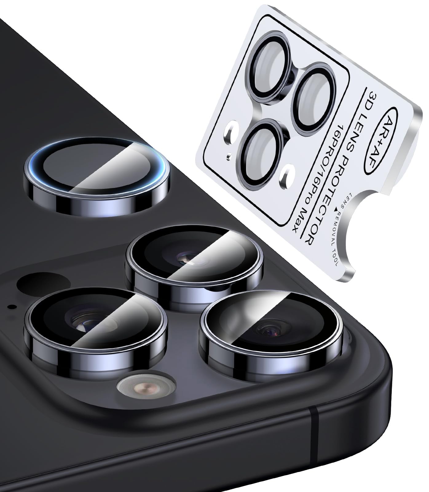 Bstozalle 2 Pack Military Grade 9H+ Glass for iPhone 16 Pro Max/16 Pro Camera Lens Protector [1:1 Invisible Fit & Ultra Clarity] Camera Protector 16 Pro Max/16 Pro Tempered Glass, Black Titanium