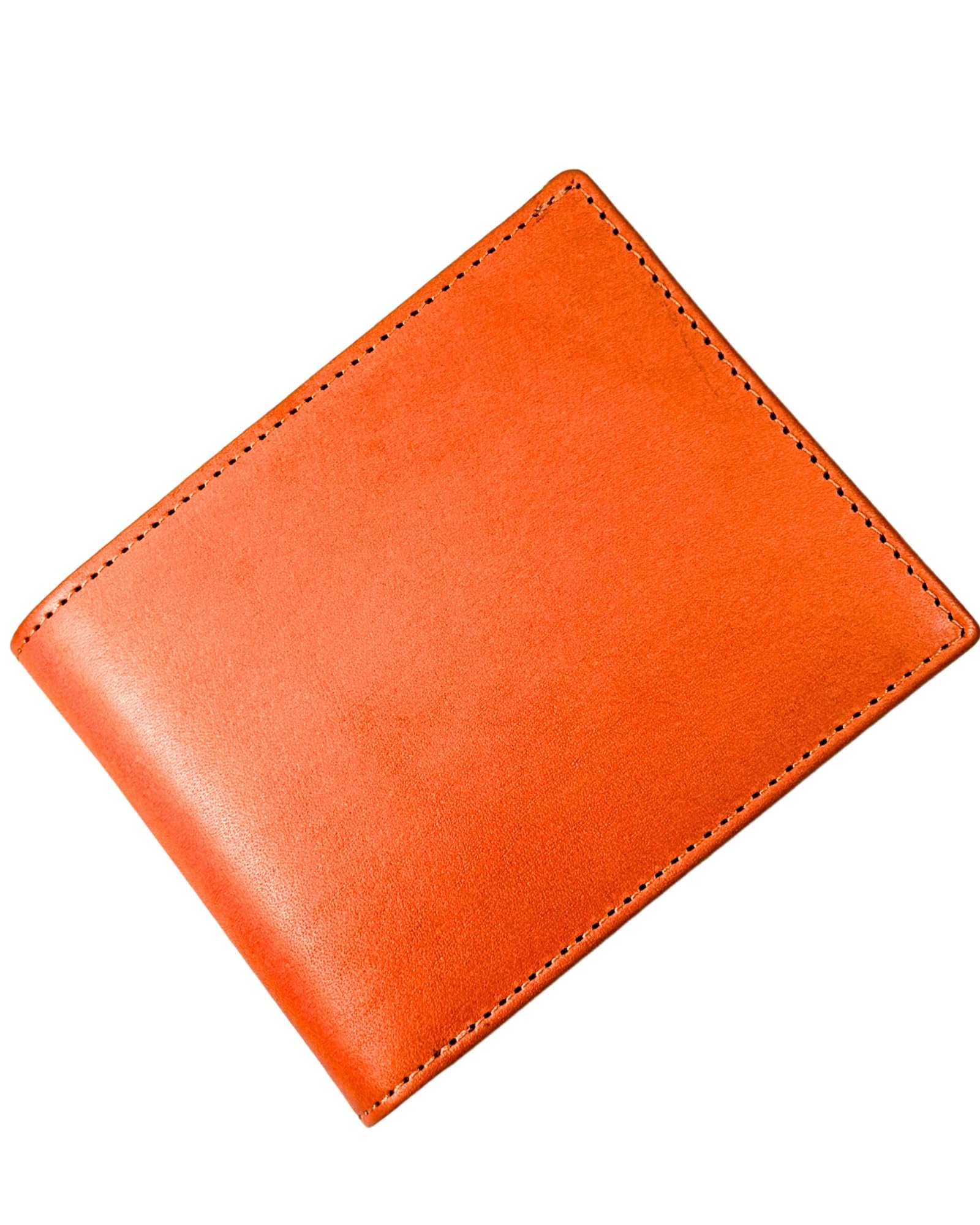 Eldita Men's Bi-Fold Wallet, Large Capacity, Tochigi Leather, orange