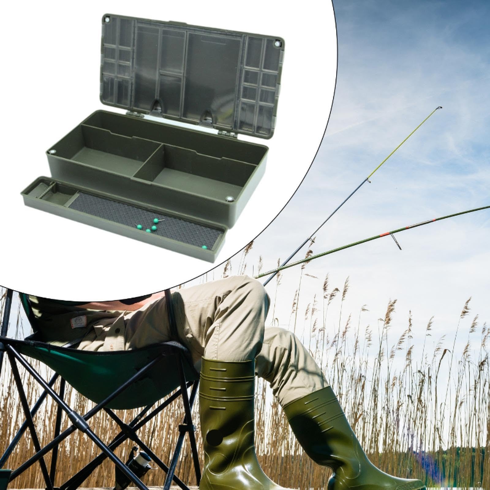 Caja de Aparejos de Pesca de Carpa, Contenedor de Almacenamiento de Equipo de Pesca
