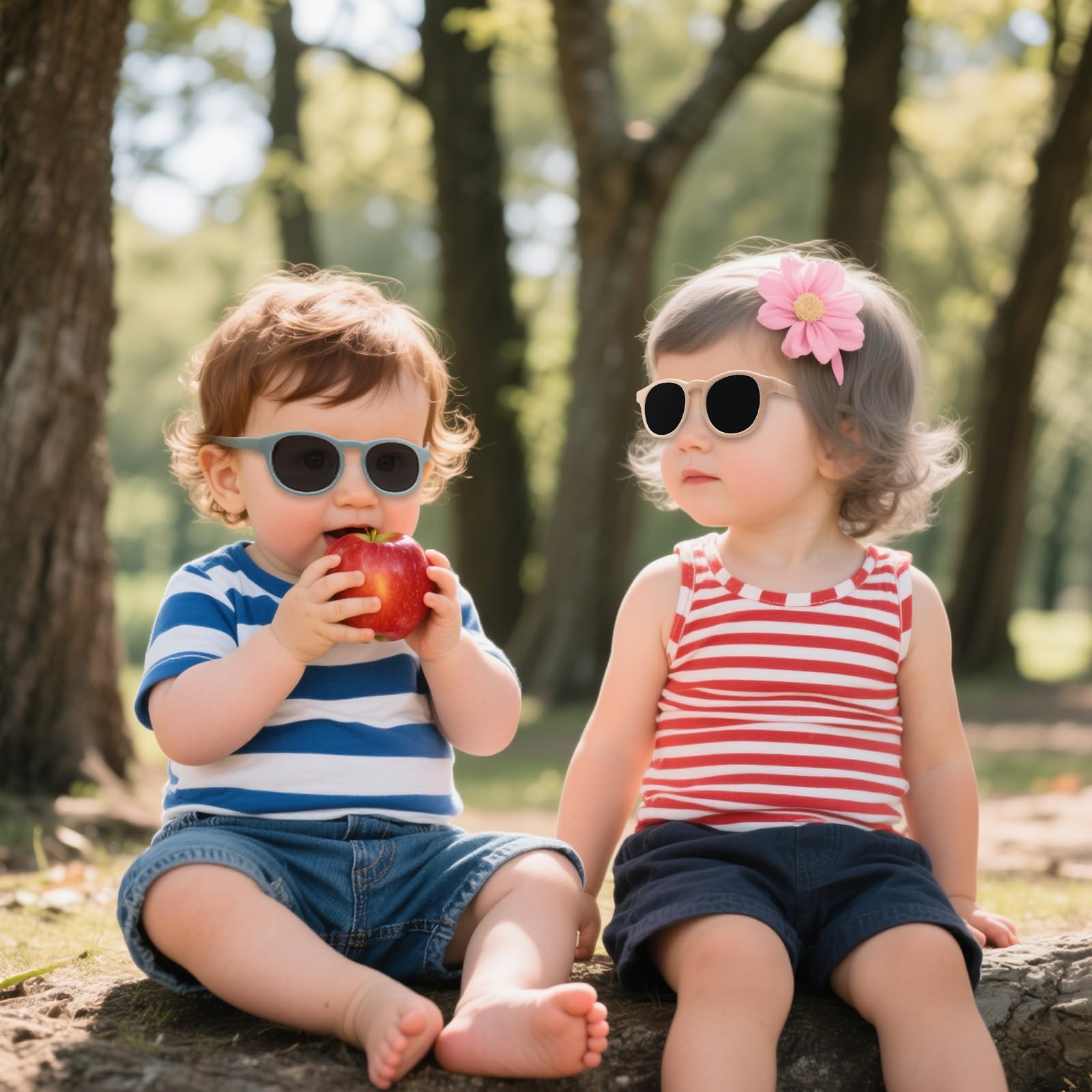 2 lentes de sol polarizados para bebé, lentes de sol ajustables para bebés con correa de silicona suave, protección UV 400 polarizada de alta definición, para niños pequeños, niñas, viajes