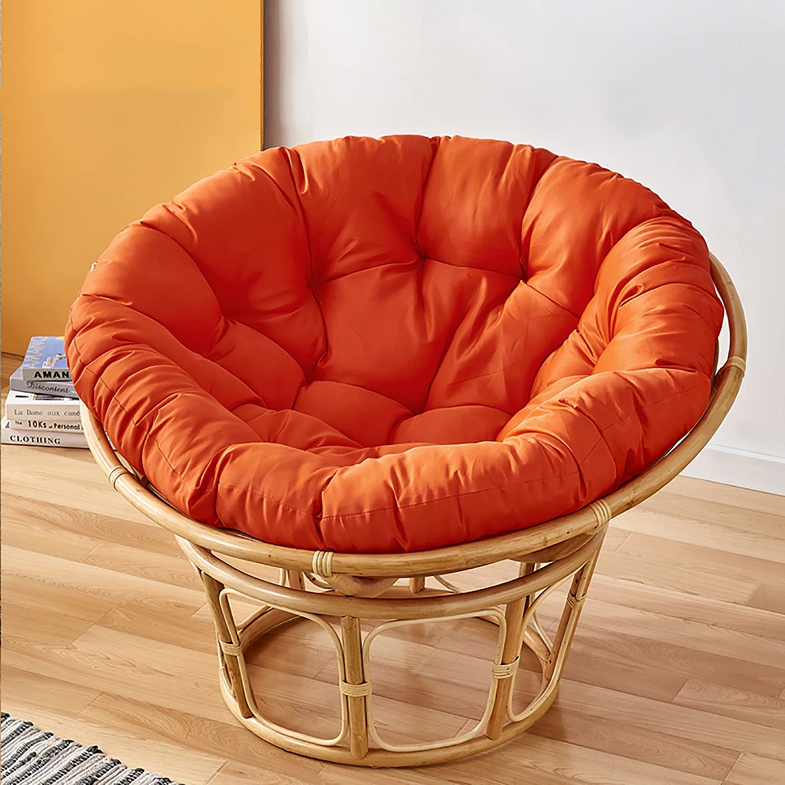 Wgreat Papasan Garden Chair Cushion, Round Padded Cushion, Thick Egg Cushion Filled, 50x50cm(20x20inch), Orange