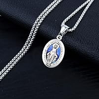 Vista 6 de 50 dijes de Medalla de la Virgen Milagrosa de aleación ovalada Nuestra Señora colgante para mujeres y hombres DIY católico collar pulsera
