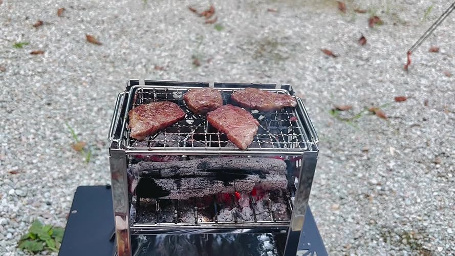 ❤焚き火台の高さを2段階に調整OK❣使い勝手＆利便性抜群♪❤本格的BBQコンロ 焚き火台 バーベキュー コンロ 折りたたみ 式 高さ2段階調節