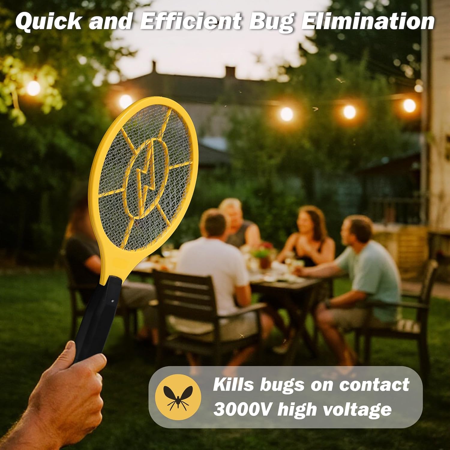 2 Pack Bug Zapper Electric Fly Swatter Zapper - Indoor Outdoor Zapping Racket for Pest Control - Safe to Touch with 3-Layer Safety Mesh
