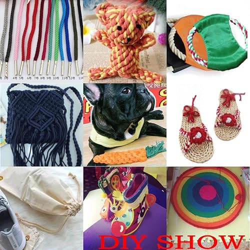 Miniatura 4 de WellieSTR Cuerda trenzada de macramé de mezcla negra de algodón blanco para deportes, decoración, juguetes de mascotas, manualidades, macramé y uso