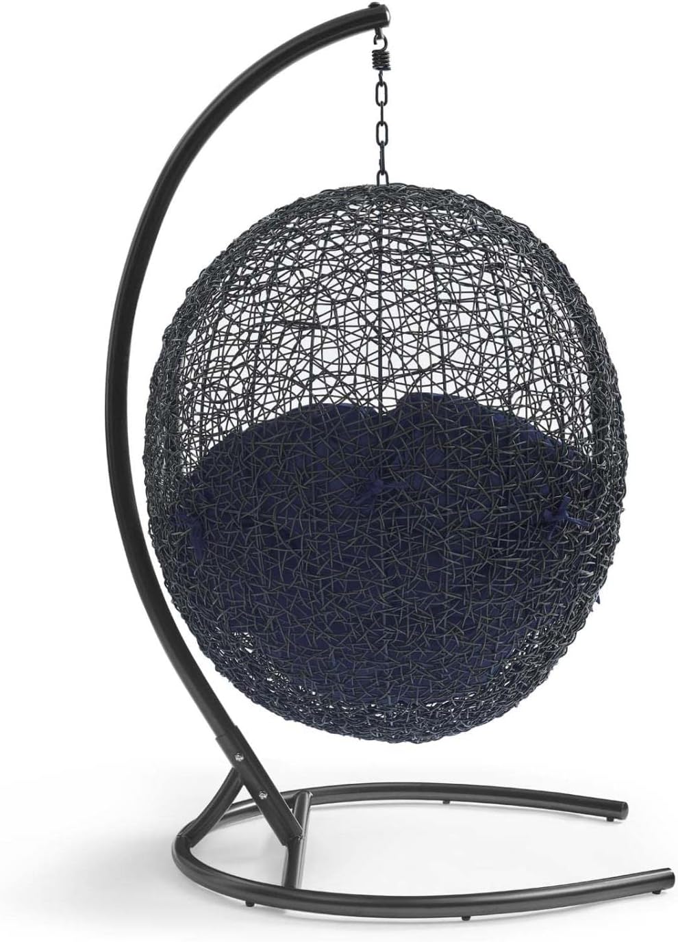 Modway Encase Sunbrella® Swing Outdoor Patio Lounge Chair in Black Navy