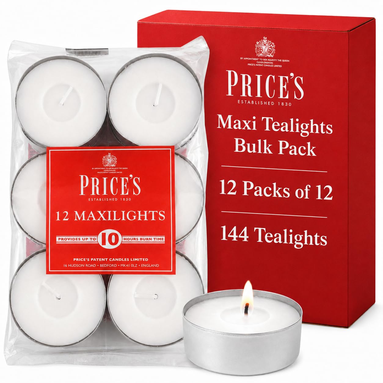 Price's Candele non profumate Maxi Tealight 12 Confezione da 12