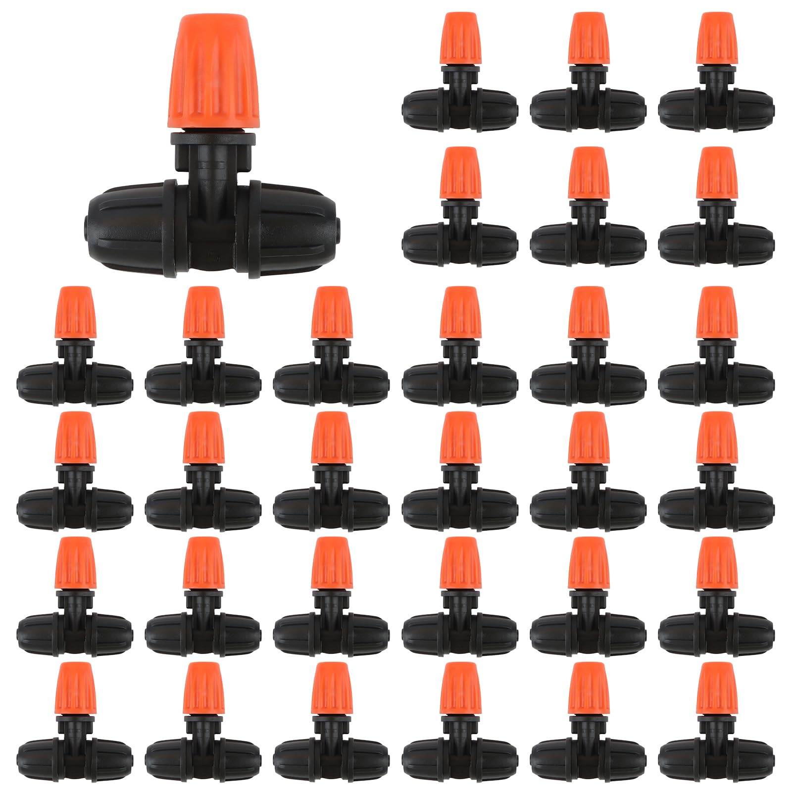 30PCS 1/4” Adjustable Three-Way Atomizing Nozzle, Kalolary Micro Spray Irrigation Drippers Lock Irrigation Emitters Misting Nozzles for 4/7mm Tube Drip Irrigation Parts for Mist Irrigation System