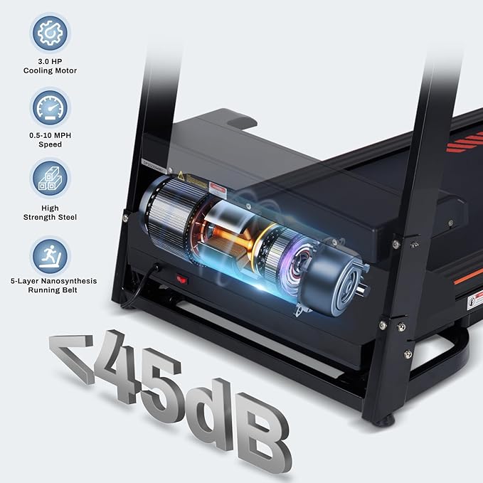 Caminadora Eléctrica Plegable con Inclinación 15 Niveles 3 HP 300 lbs Negro miniatura 5