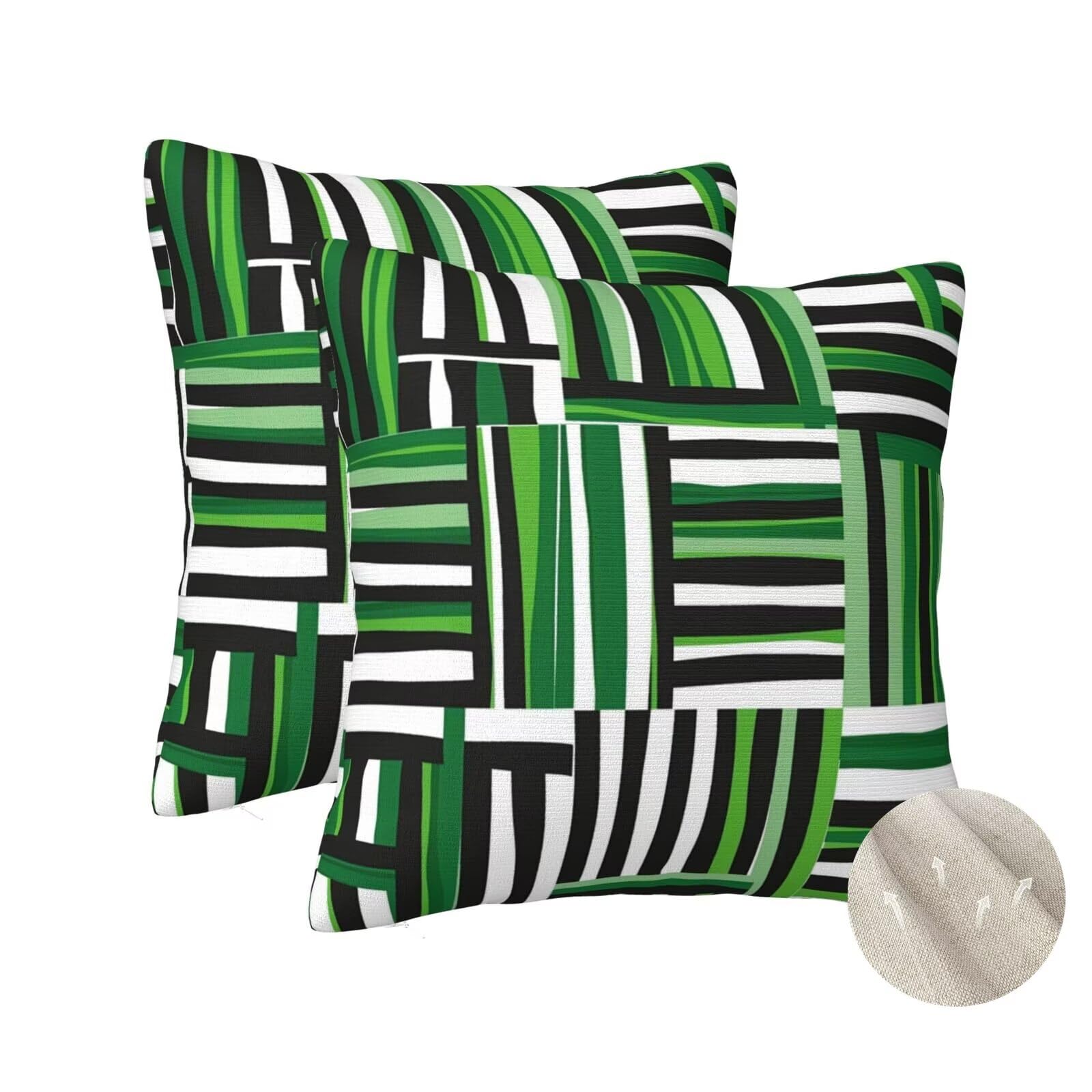 Housse coussin 70x70 vert lot de 2 carré pour canapé salon