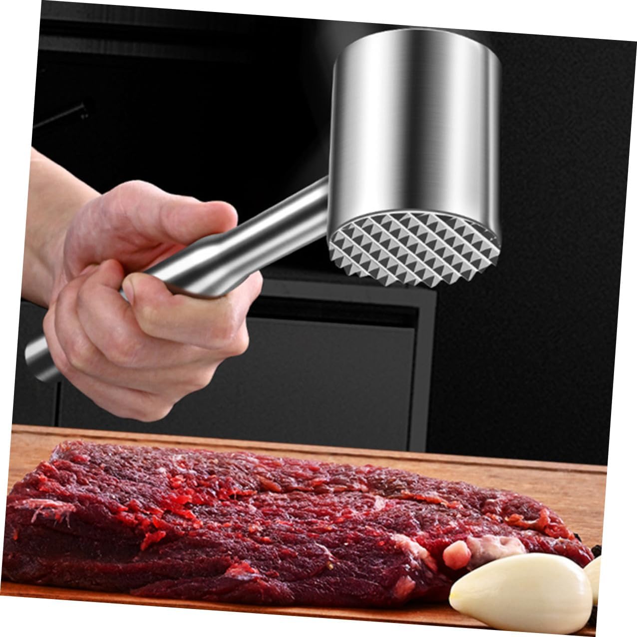 BESPORTBLE Multi-function Dual-sided Meat Mallet Hammer Stainless Steel Kitchen Tenderizer for Chicken Beef Steak Pork Heavy Duty Cooking Tool Easy to Clean