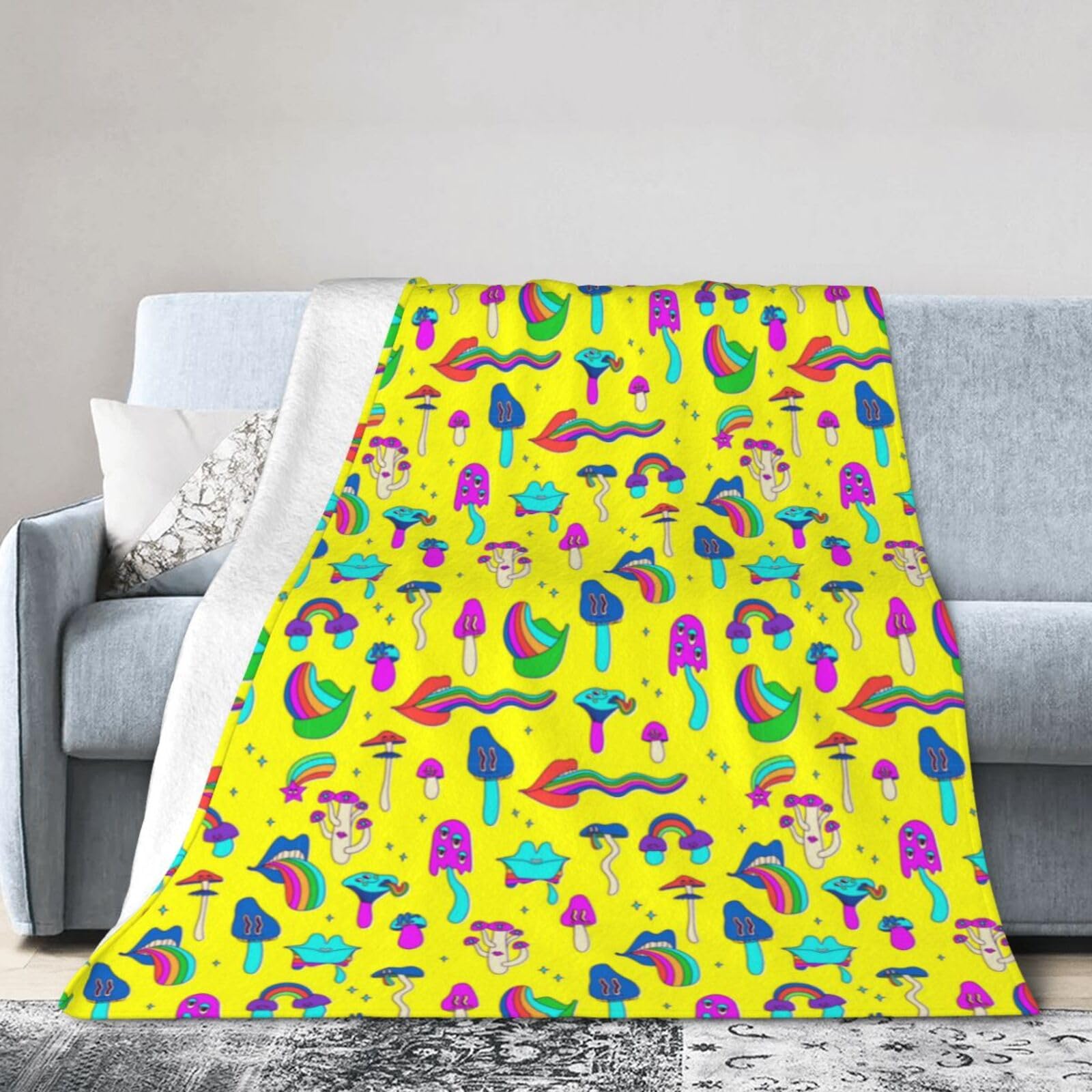 Noble Ren Hallucinogenic Hippie Mushrooms Ultra-Soft Micro Fleece Blanket Winter Warm Soft Lannel Fleece Throw Blanket For Couch Sofa Bed 50"X40"