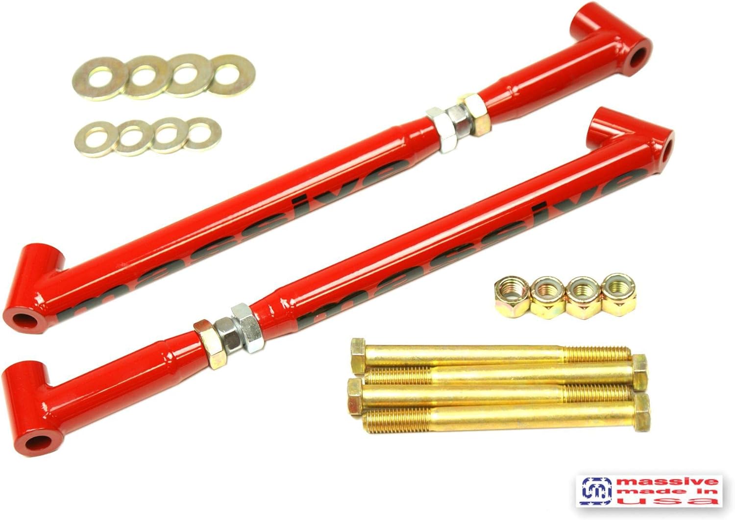 Made in USA MIRROR RED COMPETITION SERIES Competition Upper, Lower Control Arm kit with Brace Compatible with 68-72 GM A Body GS 350 455 Skylark Chevelle El Camino Monte Carlo Cutlass 442 Le Mans GTO