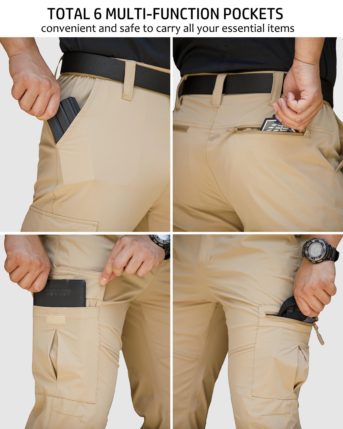 MANSDOUR Pantaloni da trekking leggeri da uomo, ad asciugatura rapida, resistenti all'acqua, tattici, da lavoro all'aperto, da pesca