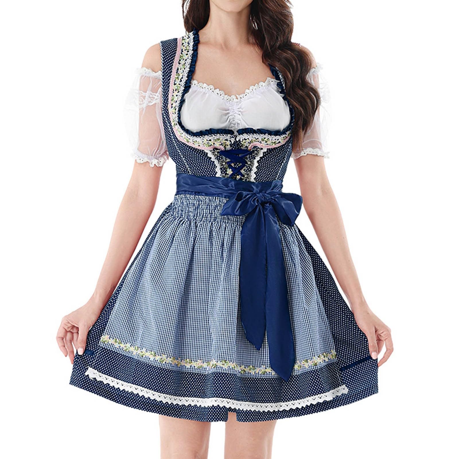 Dirndl Für Damen Schürze Samt 3 Teilig Midi Dirndlkleid 'Dirndl Samtdirndl Lang Kurz Oktoberfest Outfit Diensl Trachtenkleid Große Größen Stretch Grosse Grössen Set Komplett