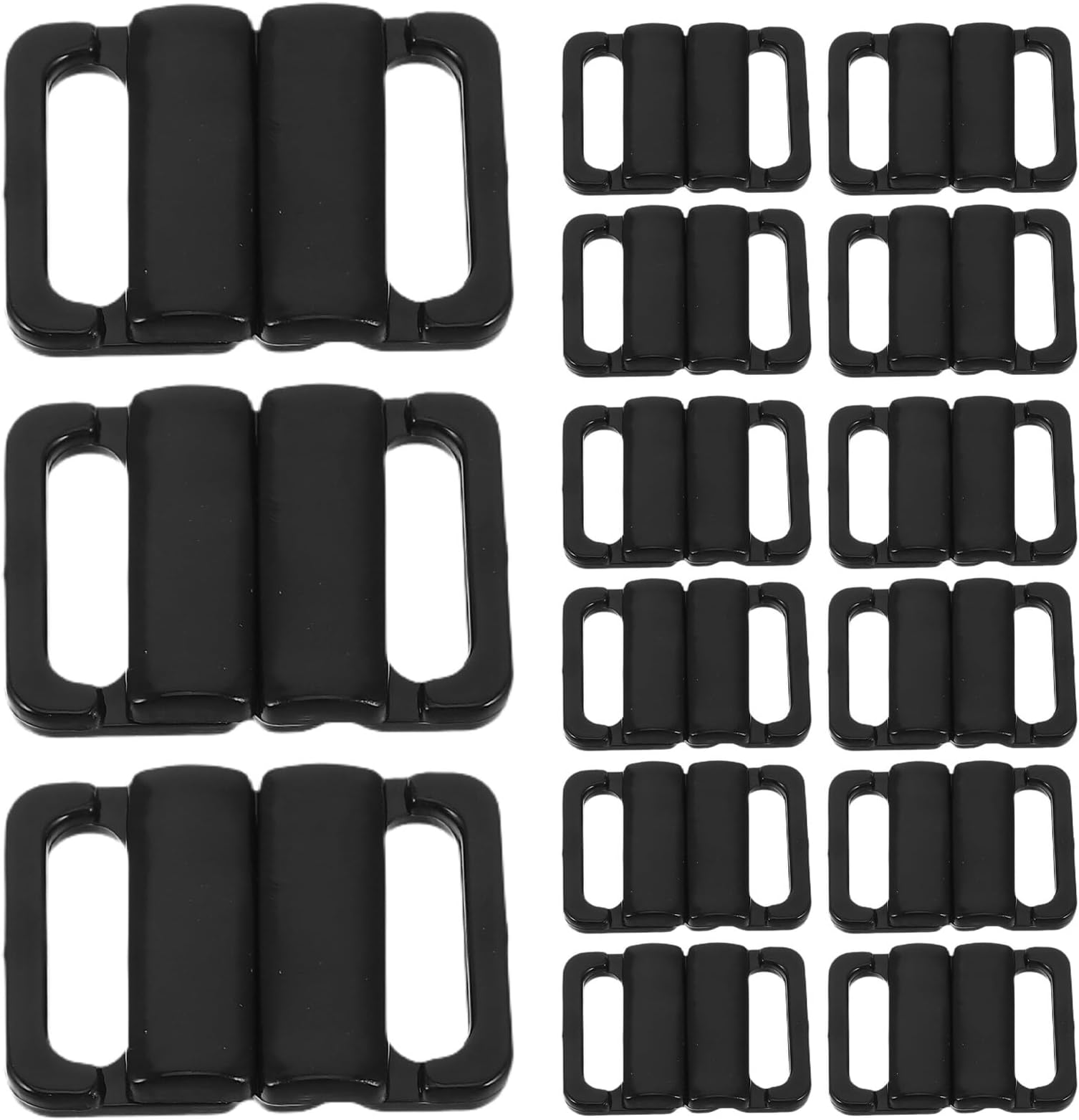 100pcs Black 1.5cm Inner Diameter Plastic Bra Strap Slide Hooks Swimsuit Collar Fasteners Bikini Clasp Replacement for Sewing and Bathing Suit Clips