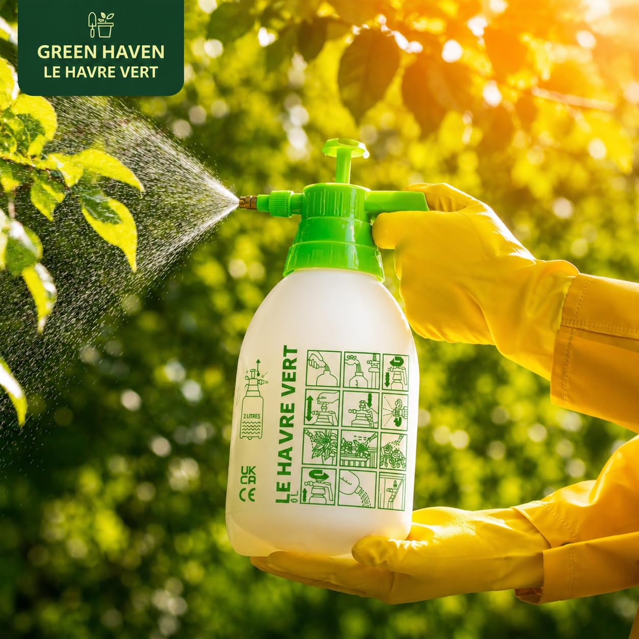 Green Haven Pulvérisateur à Pompe de 2 litres - Pulvérisateur à Pompe avec Sangle de Transport réglable - Pulvérisateur Haute Pression pour désherbant, pesticides, fongicides et Nettoyage