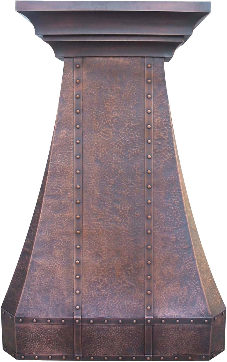 SINDA Island Mount Hand-Crafted Copper Kitchen Vent Hood, Stainless Steel Hood Vent, Hand Hammered, 30"Wx48"H, H30LTRBOI3048