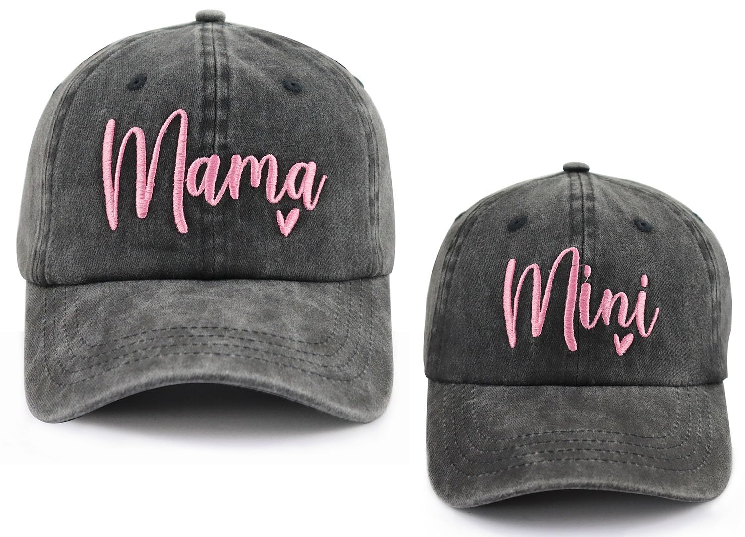 Mama and Mini Hats, Adjustable Cotton Embroidered Parent-Child Baseball Caps, Set of 2 Matching Mom and Daughter Hats