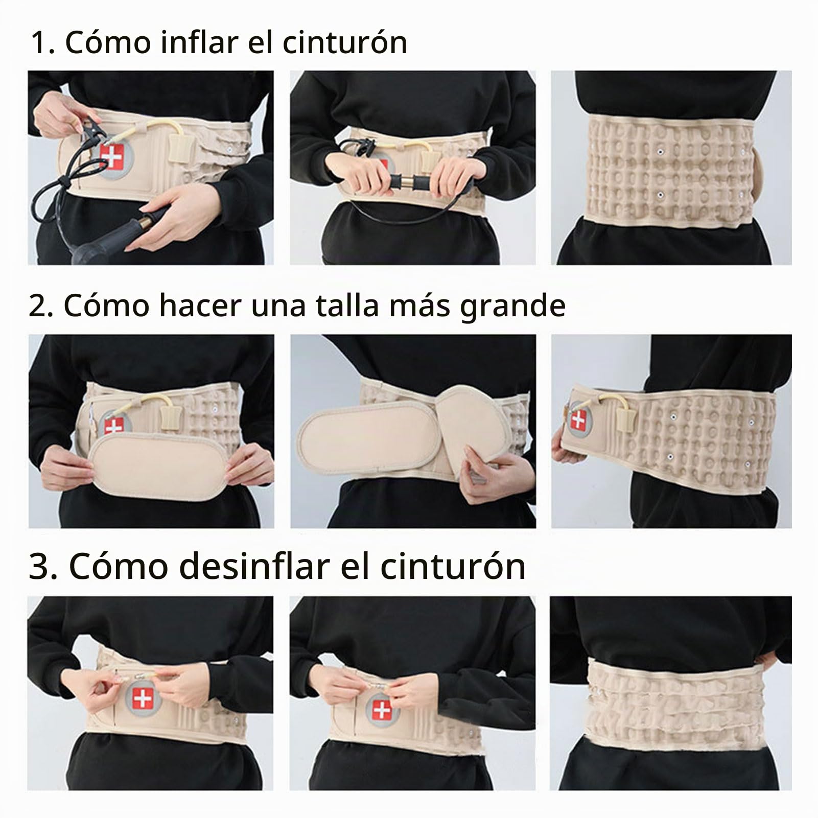 Cinturón de Espalda de Descompresión Física,Faja Lumbar para Uso terapéutico para Dolor Espalda y Alivio del estrés Muscular Espalda (1 Pieza - Beige)