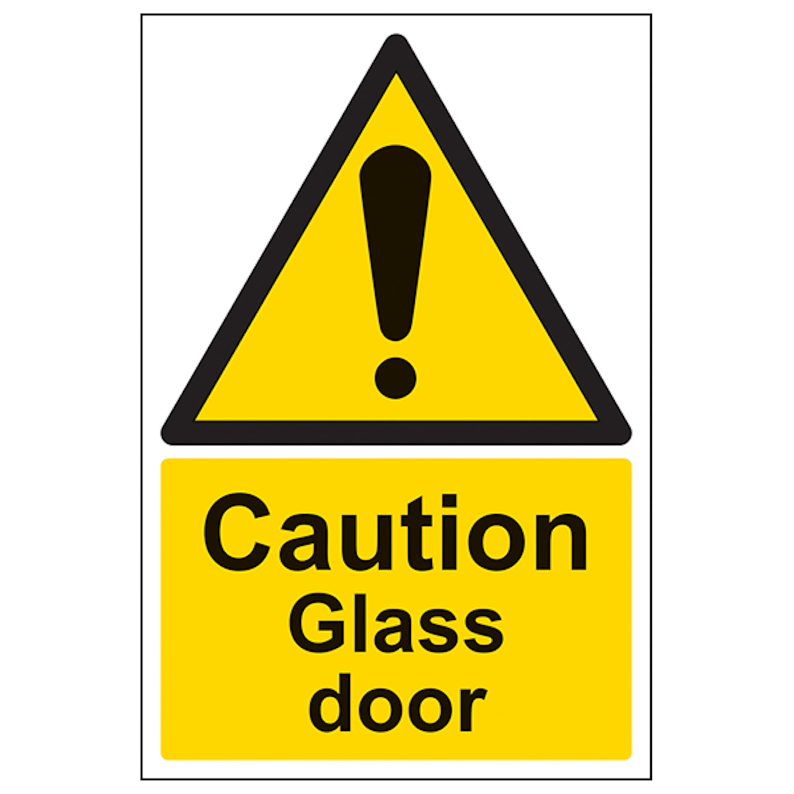 V Safety Caution Glass Door - Portrait 150 x 200mm - 2mm Rigid Plastic Safety Sign